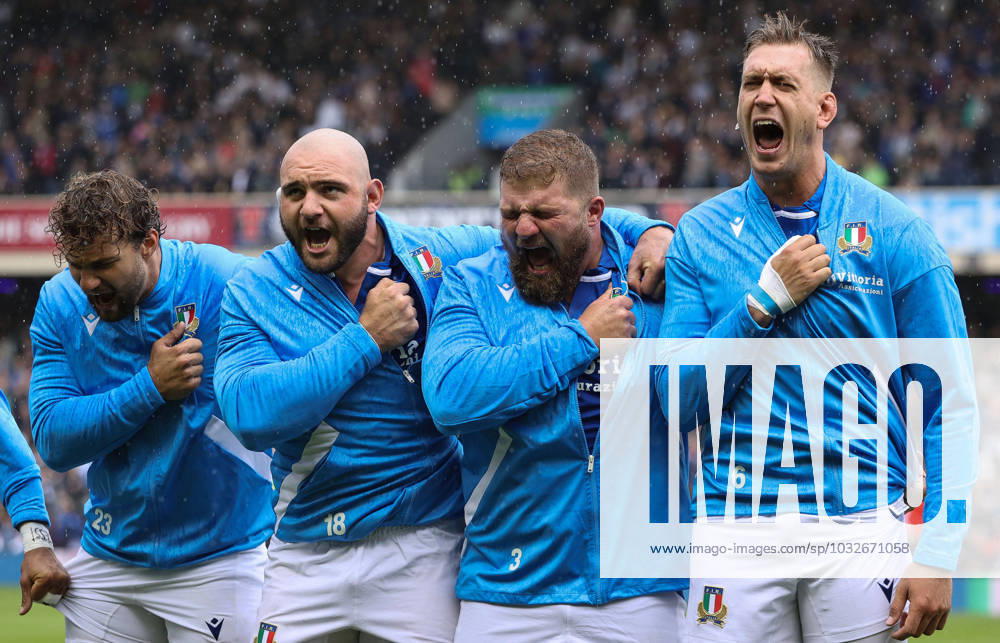 KW30 The Famous Grouse Nations Series, Scottish Gas Murrayfield Stadium, Edinburgh, Scotland 29 7 2023 Scotland vs Italy The Italian team during the national anthems The Italian team during the national anthems 29 7 2023