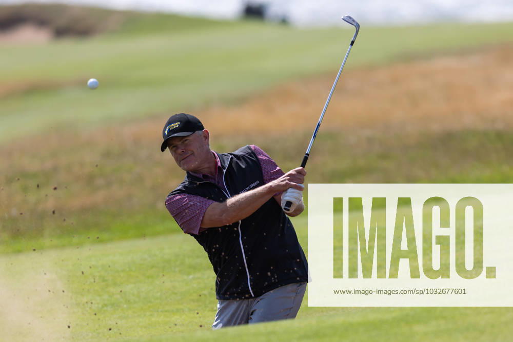 29th July 2023; Royal Porthcawl, Porthcawl, Bridgend, Wales: Senior Open Championship, Round 3; Sweden& x2019;s Joakim HAEGGMAN plays out of a bunker. ActionPlus12537114 DanxMinto