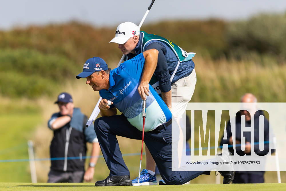 29th July 2023; Royal Porthcawl, Porthcawl, Bridgend, Wales: Senior Open Championship, Round 3; Ireland& x2019;s PAdraig HARRINGTON lines up his putt. ActionPlus12537137 DanxMinto