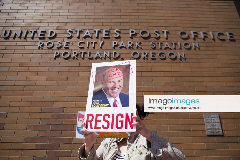 One hundred protesters gathered outside the Rose City Post Office during the Save the Post Office Saturday day of action organized by Moveon.org in Portland Oregon on Saturday, August 22, 2020. I m a physician and many of my patients depend on the USPS for their medications. I m desperately worried about what DeJoy has planned for our postal system, said COSGROVE. Protesters showed up at local post offices across the country to save the post office from President Trump and ask for the resignation of Postmaster General Louis DeJoy. Portland USA - ZUMAk152 20200822_znp_k152_017