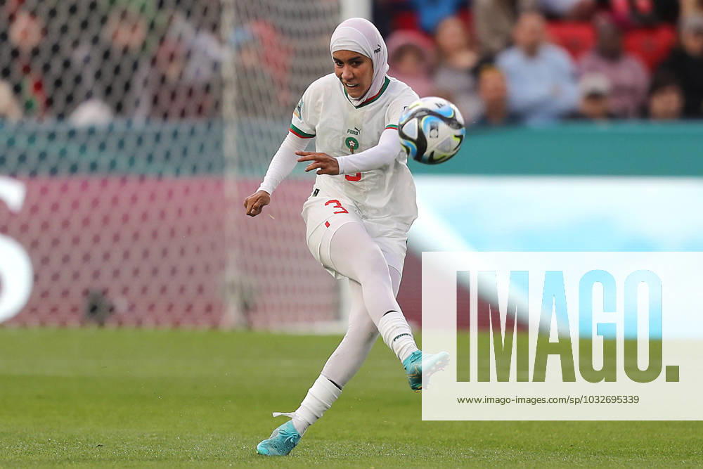 KW30 WWC23 KOREA MOROCCO, Nouhaila Benzina of Morocco kicks the ball during the FIFA Women s World Cup 2023 soccer match between Korea and Morocco at Hindmarsh Stadium in Adelaide, Sunday, July 30, 2023. ( NO ARCHIVING, , NO USE IN BOOKS WITHOUT CONSENT ADELAIDE SOUTH AUSTRALIA AUSTRALIA