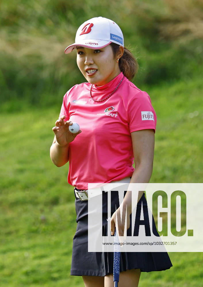 Golf: Evian Championship Ayaka Furue of Japan reacts after making a birdie on the third hole during the final round of the Evian Championship golf tournament at Evian Resort Golf Club in Evian-les-Bains, France, on July 30, 2023. A14AA0001726152P