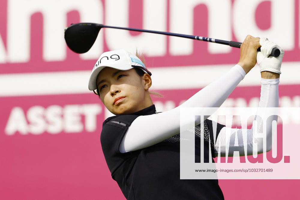 Golf: Evian Championship Hinako Shibuno of Japan hits off the first tee during the final round of the Evian Championship golf tournament at Evian Resort Golf Club in Evian-les-Bains, France, on July 30, 2023. A14AA0001726163P