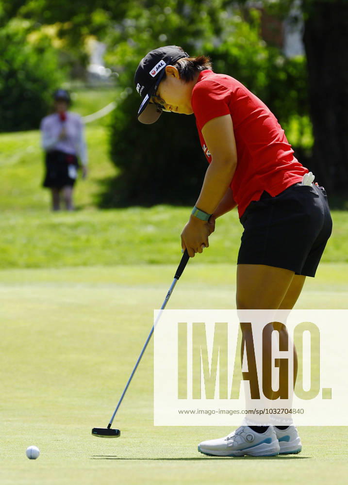 Golf: Evian Championship Nasa Hataoka of Japan makes a birdie on the first hole during the final round of the Evian Championship golf tournament at Evian Resort Golf Club in Evian-les-Bains, France, on July 30, 2023. A14AA0001726391P