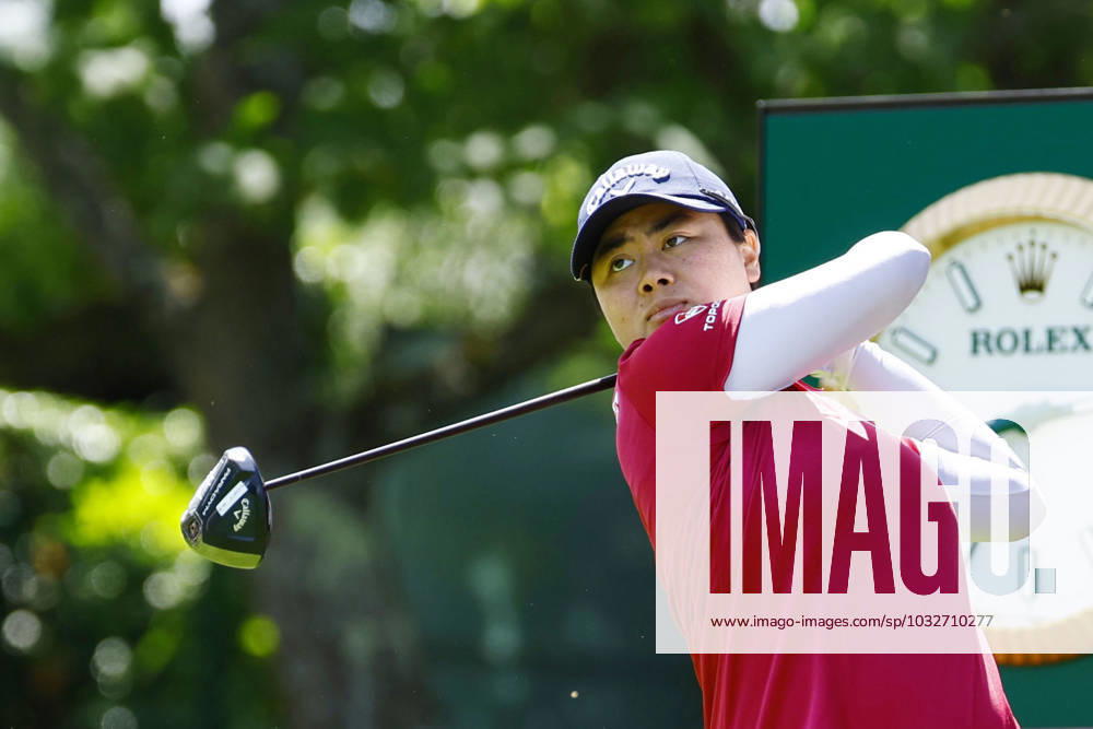 Golf: Evian Championship Yuka Saso of Japan hits off the 12th tee during the final round of the Evian Championship golf tournament at Evian Resort Golf Club in Evian-les-Bains, France, on July 30, 2023. A14AA0001727003P