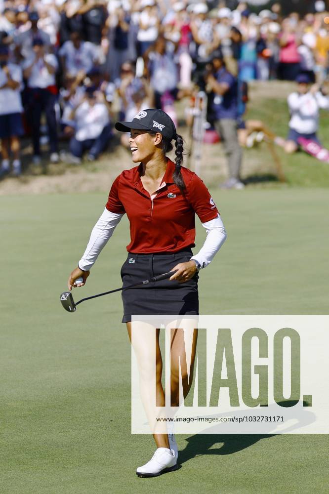 Golf: Evian Championship Celine Boutier of France reacts after winning the Evian Championship golf tournament at Evian Resort Golf Club in Evian-les-Bains, France, on July 30, 2023. A14AA0001727994P