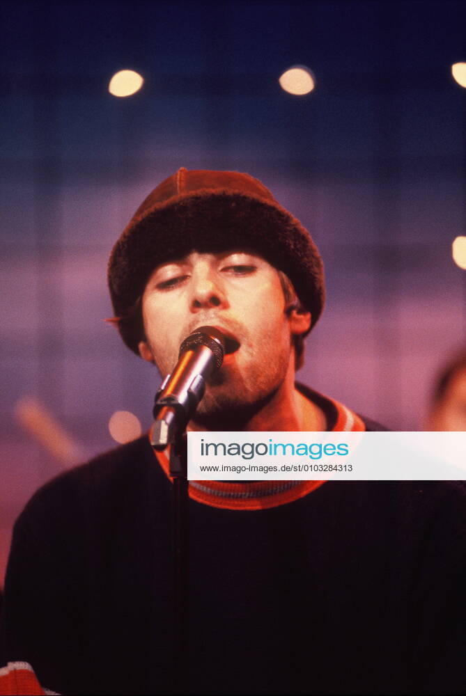 The band Oasis at a TV gig in 1994