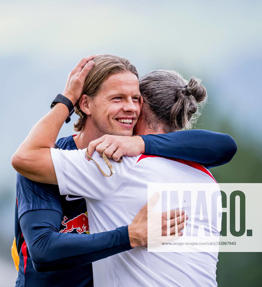 Leipzigs Oerjan Nyland at public training RB Leipzig training camp 20 July 2023 sports field ASV Reischach, Riscone South Tyrol Italy training camp RB Leipzig public training