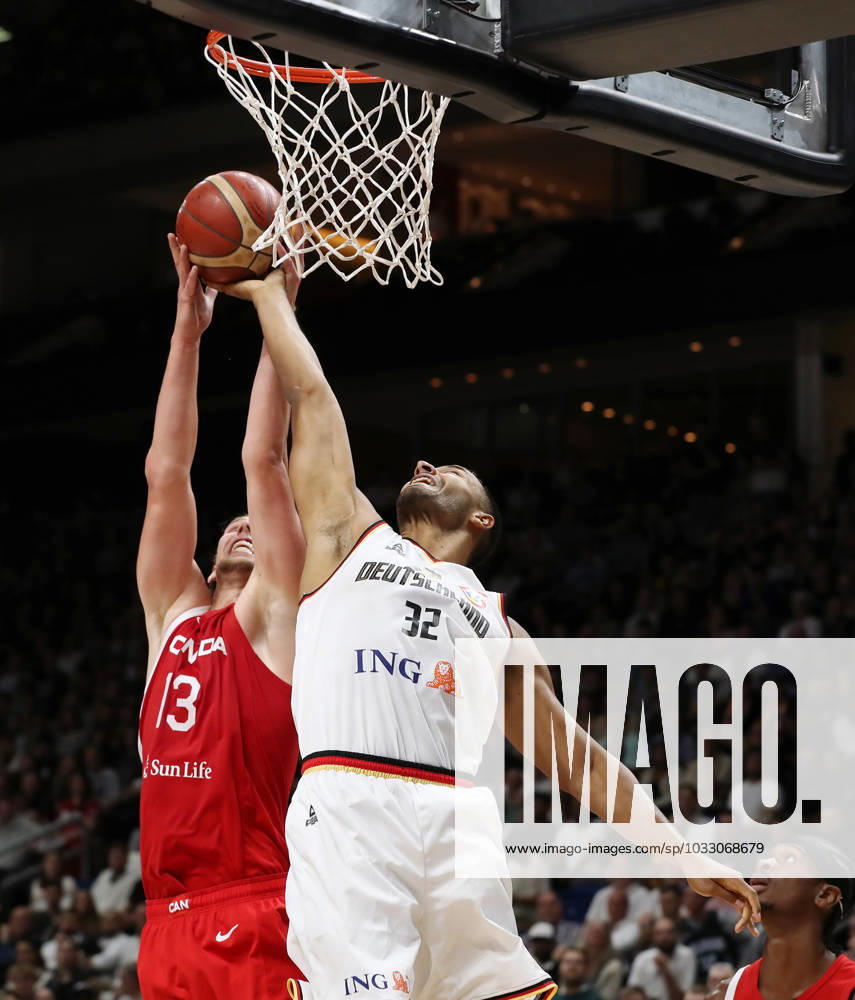 Kelly Olynyk, Johannes Thiemann GER duel game scene action sports basketball DBB national team men international match season 2023 2024 09 08 2023 Germany GER vs Canada CAN