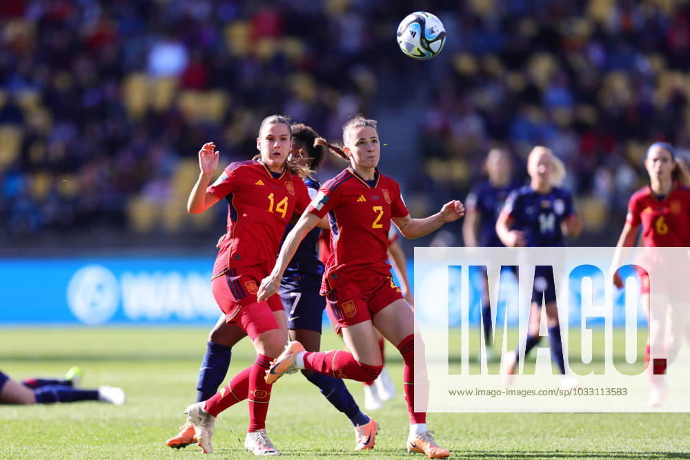 WWC23 QTR FINAL SPAIN NETHERLANDS, Ona Batille and Laia Codina of Spain during the FIFA Women s World Cup 2023 Quarter Final soccer match between Spain and the Netherlands in Wellington, New Zealand, Friday, August 11, 2023. ( NO ARCHIVING, , NO USE IN BOOKS WITHOUT CONSENT WELLINGTON NEW ZEALAND