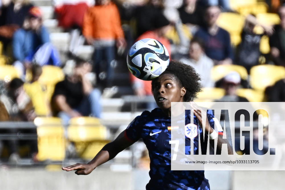 WWC23 QTR FINAL SPAIN NETHERLANDS, Lineth Beerensteyn of the Netherlands heads the ball during the FIFA Women s World Cup 2023 Quarter Final soccer match between Spain and the Netherlands in Wellington, New Zealand, Friday, August 11, 2023. ( NO ARCHIVING, , NO USE IN BOOKS WITHOUT CONSENT WELLINGTON NEW ZEALAND