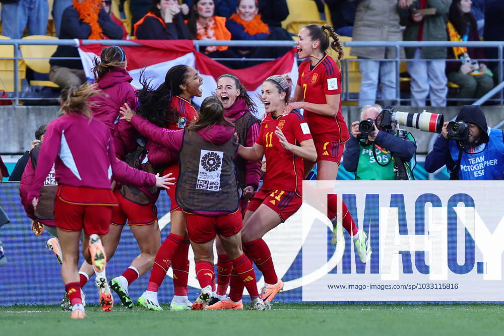 WWC23 QTR FINAL SPAIN NETHERLANDS, Salma Paralluelo of Spain celebrates after scoring a goal in extra time during the FIFA Women s World Cup 2023 Quarter Final soccer match between Spain and the Netherlands in Wellington, New Zealand, Friday, August 11, 2023. ( NO ARCHIVING, , NO USE IN BOOKS WITHOUT CONSENT WELLINGTON NEW ZEALAND