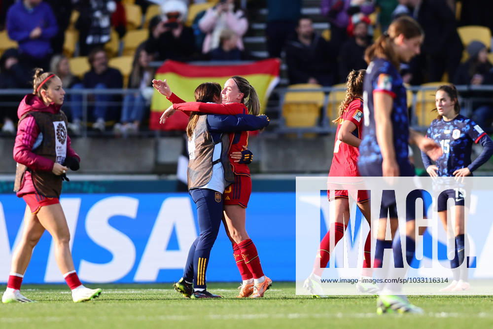 WWC23 QTR FINAL SPAIN NETHERLANDS, Spain celebrates their win over the Netherlands during the FIFA Women s World Cup 2023 Quarter Final soccer match between Spain and the Netherlands in Wellington, New Zealand, Friday, August 11, 2023. ( NO ARCHIVING, , NO USE IN BOOKS WITHOUT CONSENT WELLINGTON NEW ZEALAND