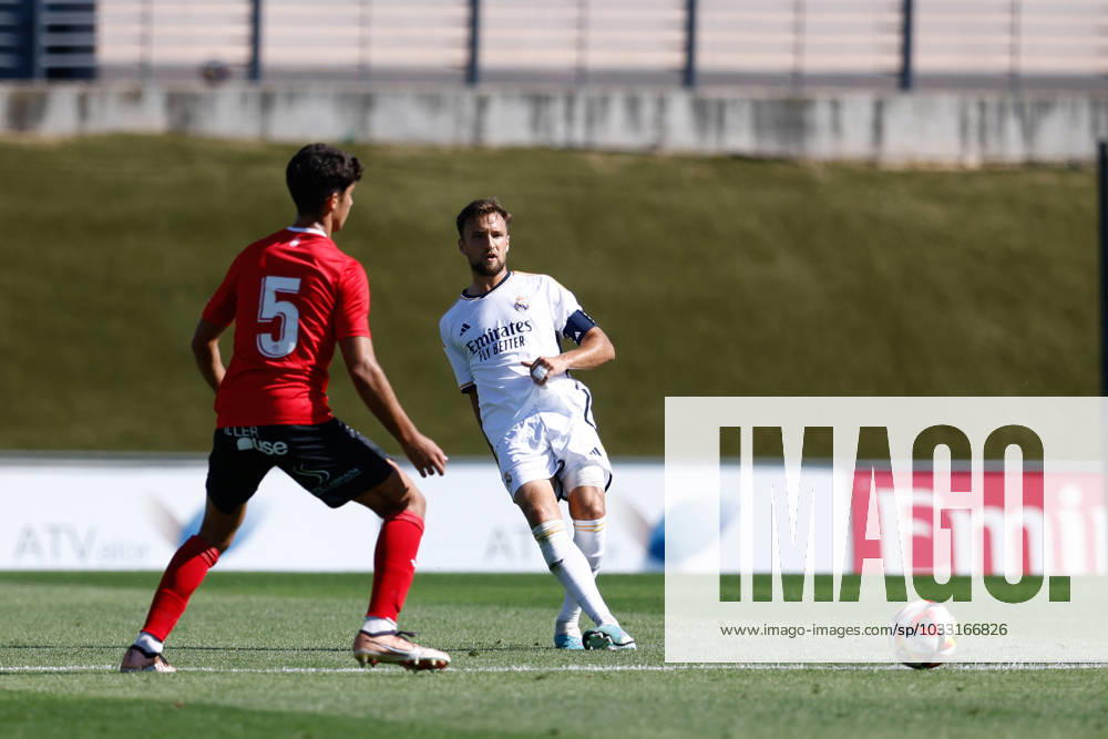 Alvaro Carrillo of RM Castilla in action during the friendly football match played between Real Madrid Castilla and CD Fuenlabrada at Alfredo Di Stefano stadium on August 12, 2023, in Valdebebas, Madrid, Spain. VALDEBEBAS SPAIN - ZUMAa181 20230812_zaa_a181_018