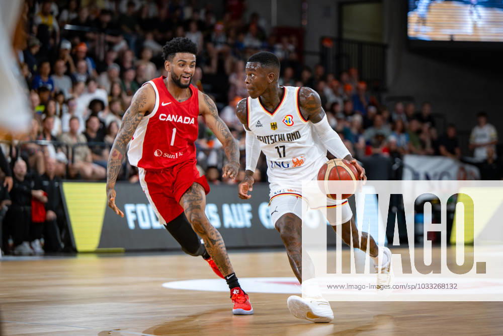 Basketball Hamburg 13 08 2023 DBB Mens National Team International Match Test Match Supercup Germany GER Canada CAN Dennis Schröder Schroeder Germany, No 17 Schröder Schroder Nickeil Alexander Walker Canada, No 01