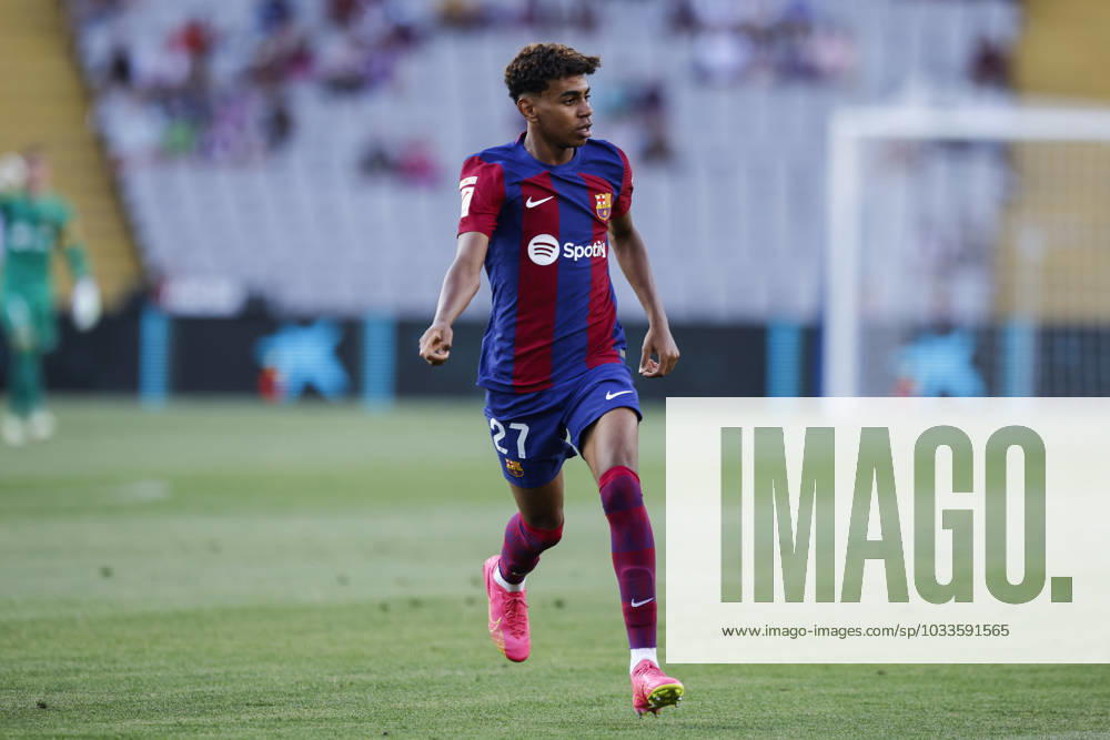 Lamine Yamal FC Barcelona during the Spanish La Liga match between FC Barcelona v Cadiz CF at Estadi Olimpic Lluis Companys in Barcelona, Spain, on August 20th, 2023 Barcelona Estadi Olimpic Lluis Companys Catalonia Spain eu-images-674