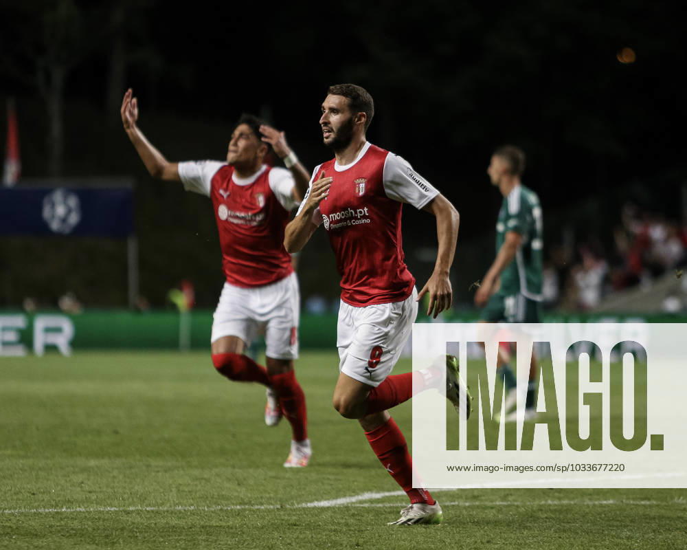 SC Braga v Panathinaikos - UEFA Champions League - Play-Off First Leg Abel Ruiz do SC Braga a festejar o gol durante partida entre SC Braga v Panathinaikos valida pelo Playoff da Champions League 23 24 no Estadio Municipal de Braga em Braga, Portugal (Foto de Nando Silva Avant Sports) Braga Estadio Municipal de Braga Portugal