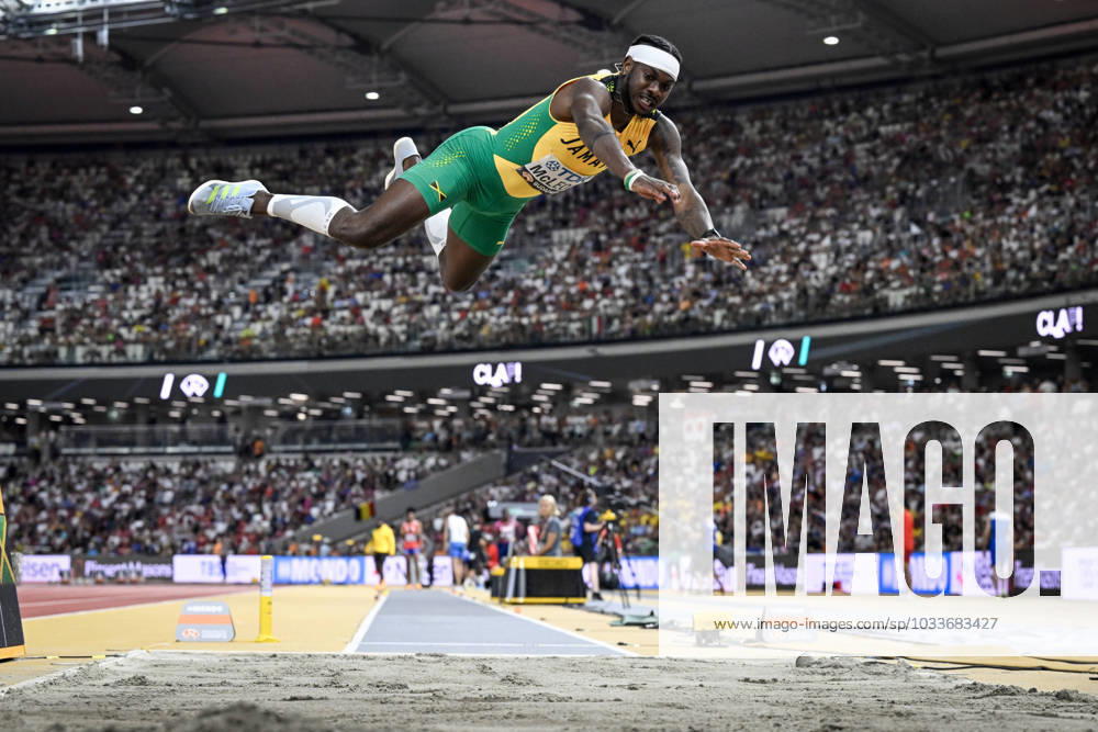 BUDAPEST 20230824 Carey Mcleod, Jamaica, father of a slightly crazy jump in the mens long jump final at the World Athletics Championships in Budapest BUDAPEST HUNGARY Athletics