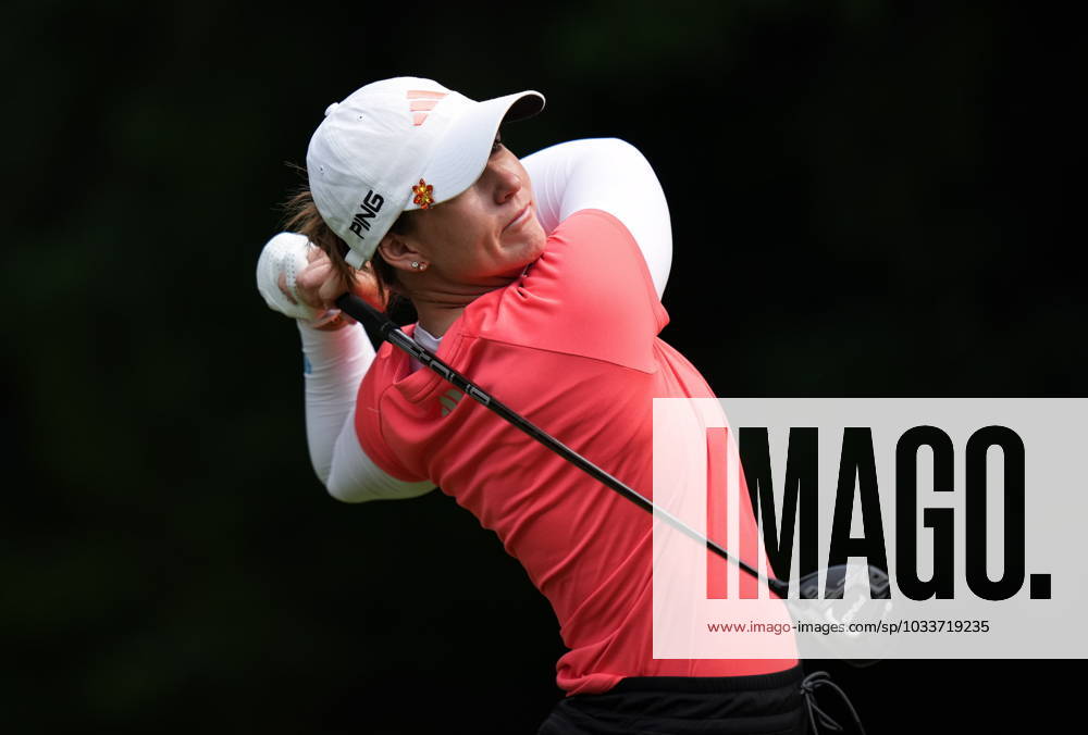 Linn Grant, of Sweden, hits her tee shot on the fourth hole during the second round at the LPGA, Golf Damen CPKC Canadian Women s Open golf tournament, in Vancouver, on Friday, August 25, 2023. Canada News - August 25, 2023 - ZUMAc35_ 20230825_zaf_c35_066