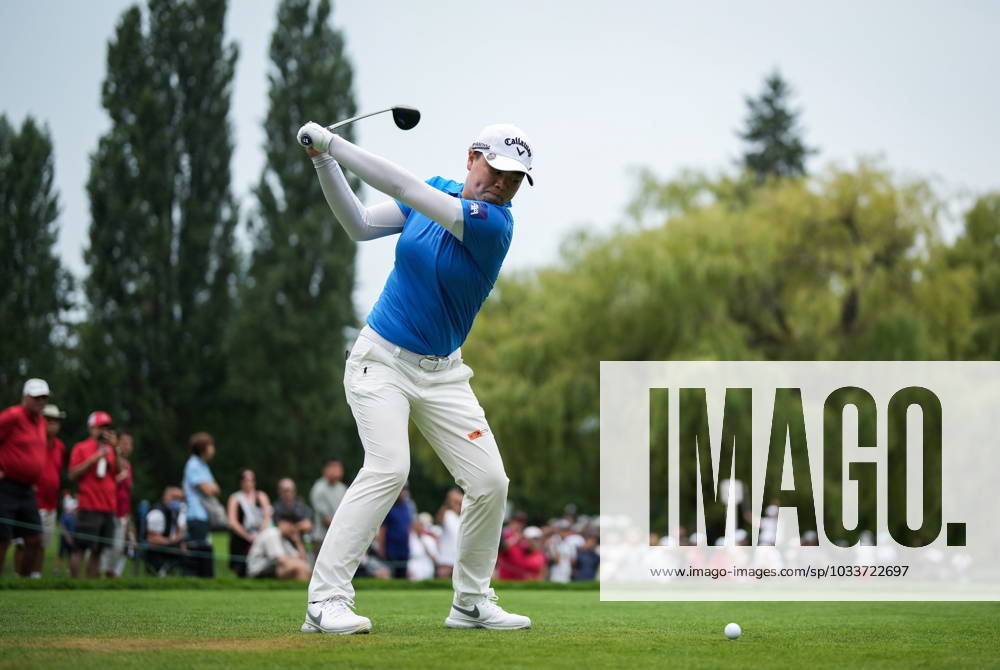 Yuka Saso, of Japan, hits her tee shot on the sixth hole during the second round at the LPGA, Golf Damen CPKC Canadian Women s Open golf tournament, in Vancouver, on Friday, August 25, 2023. Canada News - August 25, 2023 - ZUMAc35_ 20230825_zaf_c35_129