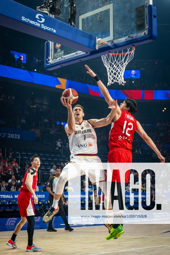 Basketball Okinawa 25 08 2023 FIBA Basketball World Cup 2023 Mens World Cup Preliminary Round Germany GER Japan JPN Johannes Voigtmann Germany, No 07 YUTA WATANABE Japan, No 12