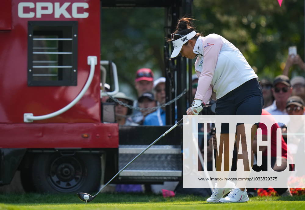 Megan Khang, of the U.S., hits her tee shot on the first hole during the final round at the LPGA, Golf Damen CPKC Canadian Women s Open golf tournament, in Vancouver, on Sunday, August 27, 2023. Canada News - August 27, 2023 - ZUMAc35_ 20230827_zaf_c35_049