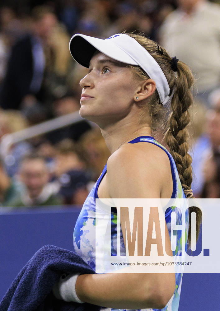 Elena Rybakina with a double backhand during Day 5 of the 2023 US Open held at the USTA Billie Jean King National Tennis Center on Thursday September 31, 2023 in the Flushing neighborhood of the Queens borough of New York City. Sorana Cirstea defeats Elena Rybakina on Day 5 of the 2023 U.S. Open Tennis. JAVIER ROJAS PI Flushing Meadows USA - ZUMAp124 20230831_zaa_p124_146