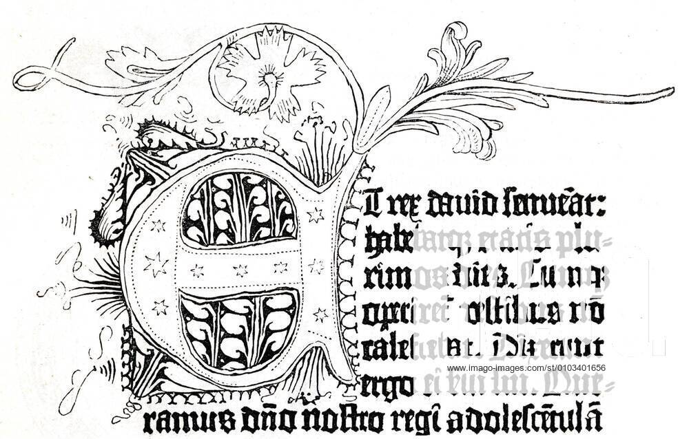 Facsimile from the first Gutenberg Bible, 42 lines Historical illustration from Otto von Leixner Illustrated history of German literature Leipzig and Berlin 1880, first volume