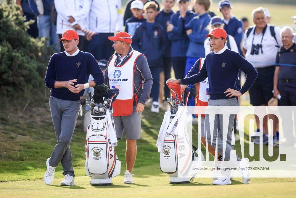 3rd September 2023; Old Course at St Andrews, St Andrews, Fife, Scotland; Walker Cup, Final Round; Nick Dunlap and Gordon Sargent of the United States of America stand on the fourth fairway on the Old Course, St Andrews, during a foursomes match ActionPlus12550349 DavidxYoung