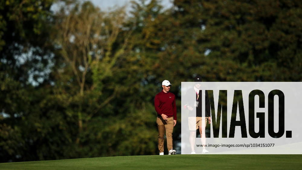 2023 Horizon Irish Open, The K Club, Kildare 6 9 2023 Rory McIlroy is interviewed as he walks down the 4th fairway Rory McIlroy is interviewed as he walks down the 4th fairway 6 9 2023