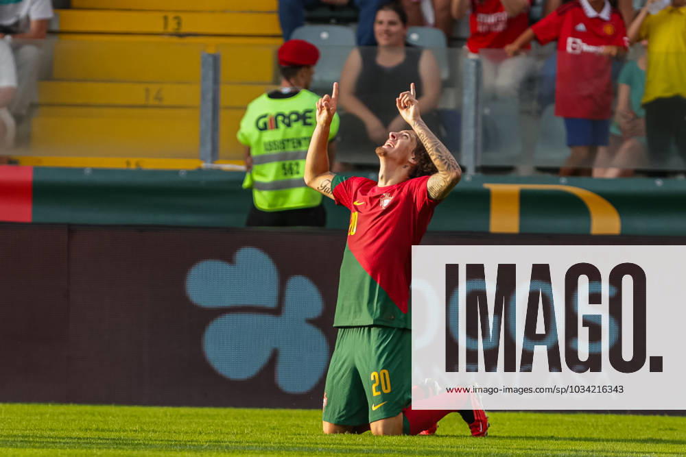 2025 U21, U 21 EURO Qualifying, EM, Europameisterschaft Portugal vs Andorra Pacos de Ferreira, Portugal, September, 8, 2023, 2025 U21 Euro Qualifying, Portugal vs Andorra at the Estadio Capital do Movel, Fabio Silva scores the second goal for Portugal, photography by @guelbergoes Pacos de Ferreira Portugal