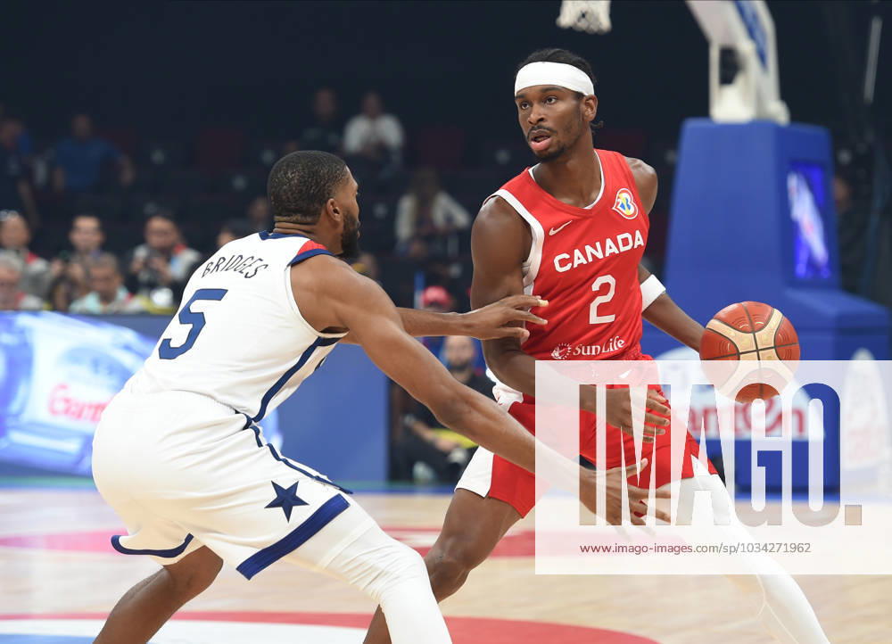 USA vs CANADA SHAI GILGEOUS - ALEXANDER, basketball player of Canada, at the FIBA World Cup match against USA, for 3rd place, at MOA Arena. Manila, 10.09.2023. photo: Nebojsa Parausic MN press photo BASKETBALL, FIBA, WORLD CUP, USA, CANADA Manila MOA Arena Philippines