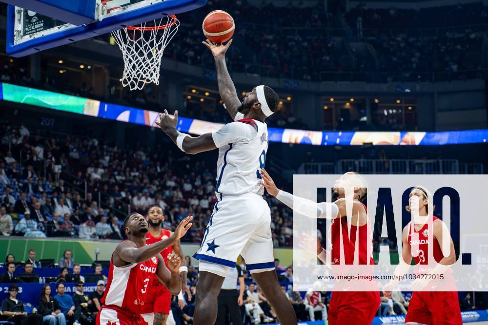 Basketball Manila Pasay 10 09 2023 FIBA Basketball World Cup 2023 Mens World Championship Match for 3rd Place Bronze United States of America USA Canada CAN BOBBY PORTIS JR USA, No 09 Phil Scrubb Canada, No 23 Melvin Ejim Canada, No 03