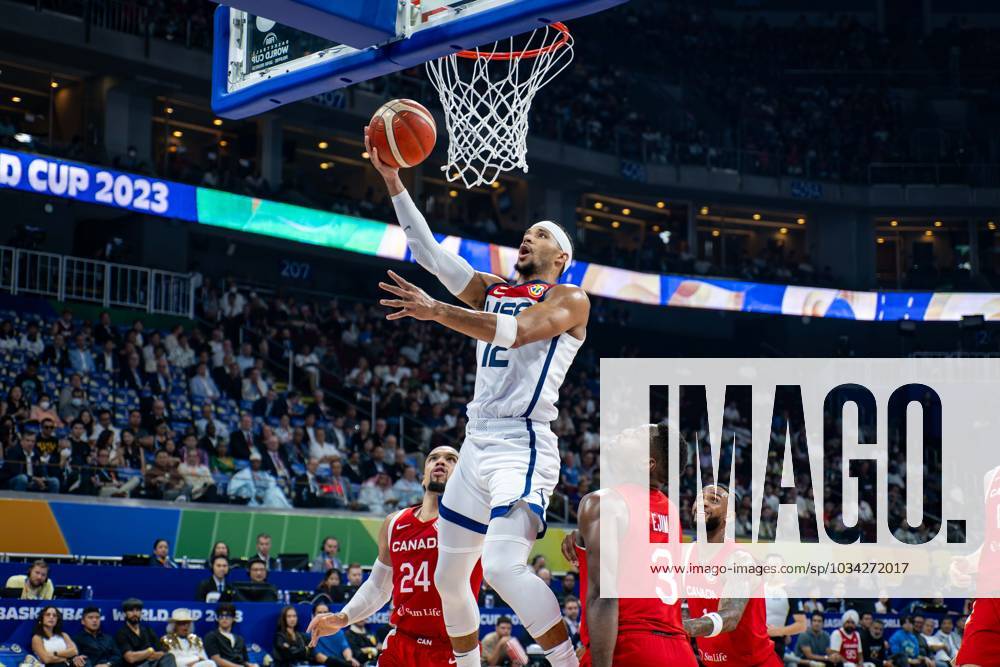 Basketball Manila Pasay 10 09 2023 FIBA Basketball World Cup 2023 Mens World Championship Match for 3rd Place Bronze United States of America USA Canada CAN JOSH HART USA, No 12 Melvin Ejim Canada, No 03 Dillon Brooks Canada, No 24