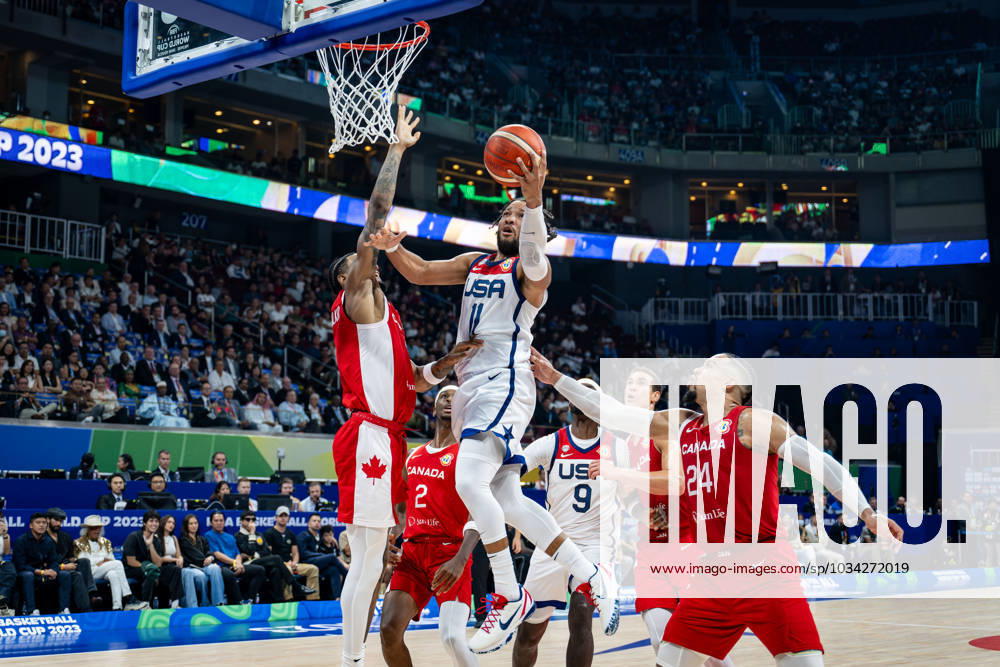 Basketball Manila Pasay 10 09 2023 FIBA Basketball World Cup 2023 Mens World Championship Match for 3rd Place Bronze United States of America USA Canada CAN JALEN BRUNSON USA, No 11 Nickeil Alexander Walker Canada, No 01 Dillon Brooks Canada, No 24