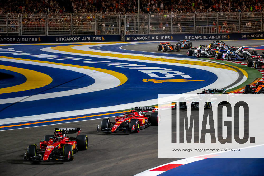MARINA BAY, SINGAPORE: Carlos Sainz, racing for the Ferrari team during the 2023 Formula 1 Singapore Grand Prix at the Marina Bay Street Circuit in Marina Bay, Singapore