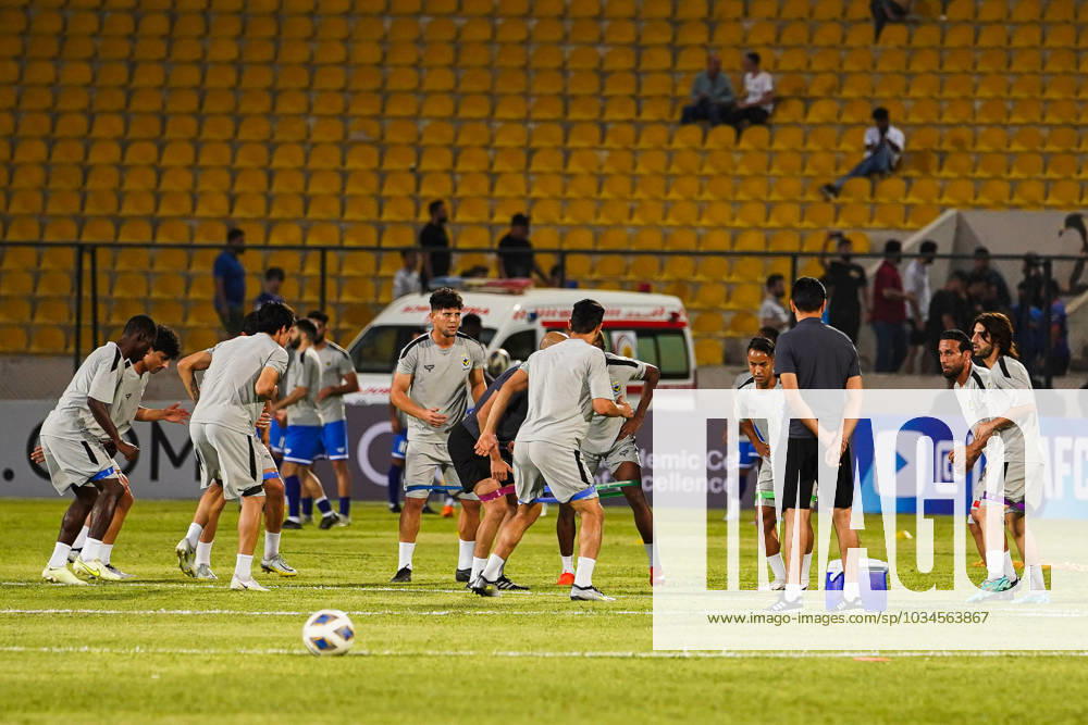 Iraq s Al-Quwa Al-Jawiya (Air Force)?? Iran s Sepahan - AFC Champions League in Erbil, Iraq - 18 Sep 2023 Jawiya club players warms up during the first round of the group stage matches of AFC Champions League between Iraq s Al-Quwa Al-Jawiya (Air Force) and Iran s Sepahan in Franso Hariri stadium in Erbil city, the capital of Iraq s northern autonomous Kurdistan region. Final score 2-2 Erbil Iraq