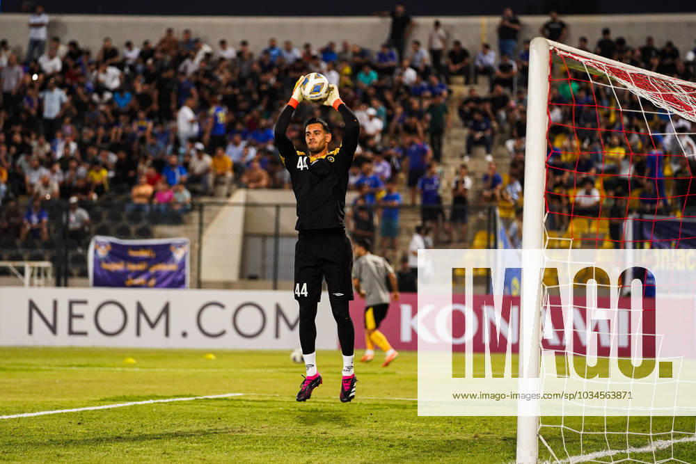 Iraq s Al-Quwa Al-Jawiya (Air Force)?? Iran s Sepahan - AFC Champions League in Erbil, Iraq - 18 Sep 2023 Sepahan s goalkeeper 44 Nima Mirzazad warm up during the first round of the AFC Champions League group stage matches between Iraq s Al-Quwa Al-Jawiya (Air Force) and Iran s Sepahan in Franso Hariri stadium in Erbil city, the capital of Iraq s northern autonomous Kurdistan region. Final score 2-2 Erbil Iraq