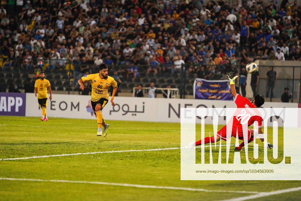Iraq s Al-Quwa Al-Jawiya (Air Force)?? Iran s Sepahan - AFC Champions League in Erbil, Iraq - 18 Sep 2023 Sepahan s player 66 Mohammad Ghorbani score a second goal during the first round of the AFC Champions League group stage matches between Iraq s Al-Quwa Al-Jawiya (Air Force) and Iran s Sepahan in Franso Hariri stadium in Erbil city, the capital of Iraq s northern autonomous Kurdistan region. Final score 2-2 Erbil Iraq