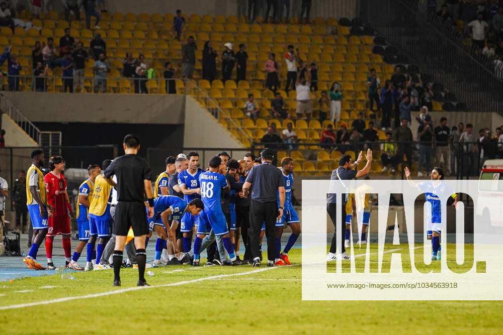 Iraq s Al-Quwa Al-Jawiya (Air Force)?? Iran s Sepahan - AFC Champions League in Erbil, Iraq - 18 Sep 2023 Jawiya s players celebrate after scoring second goal during the first round of the AFC Champions League group stage matches between Iraq s Al-Quwa Al-Jawiya (Air Force) and Iran s Sepahan in Franso Hariri stadium in Erbil city, the capital of Iraq s northern autonomous Kurdistan region. Final score 2-2 Erbil Iraq