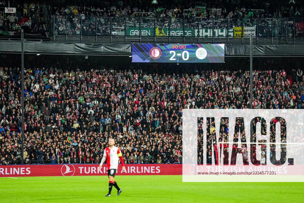 UEFA Champions League: Feyenoord v Celtic Rotterdam - The final score during the 1st leg of the UEFA Champions League between Feyenoord v Celtic at Stadion Feijenoord De Kuip on 19 September 2023 in Rotterdam, The Netherlands.