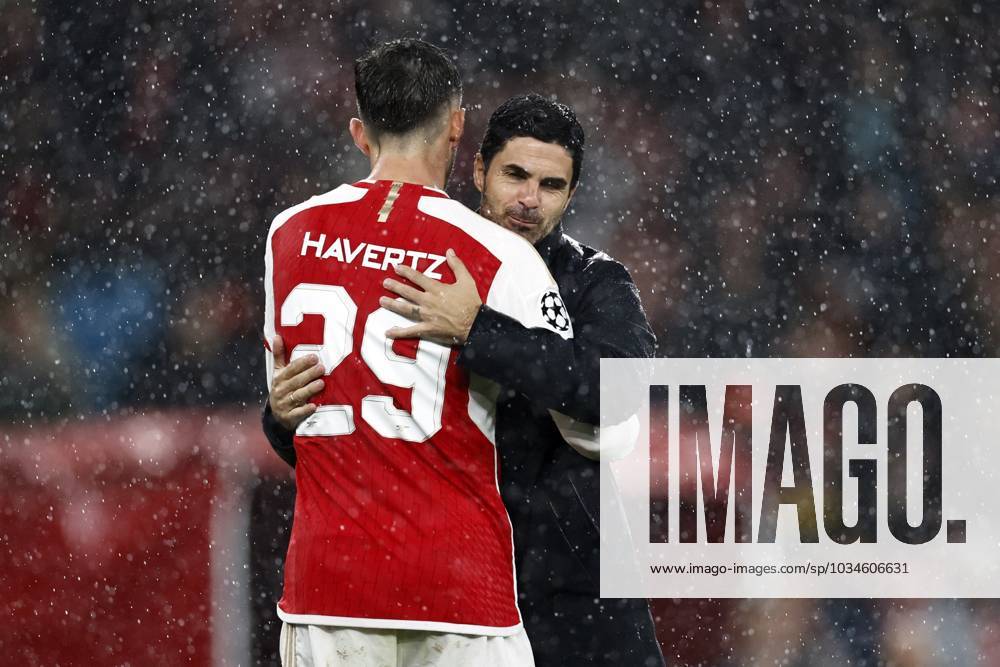 LONDON - (l-r) Kai Havertz of Arsenal FC, Arsenal FC coach Mikel Arteta during the UEFA Champions League match between Arsenal FC and PSV Eindhoven at the Emirates Stadium on September 20, 2023 in London, United Kingdom. ANP MAURICE VAN STEEN Group B - UEFA Champions League 2023 2024 ANPxSportx IVx 478809381 originalFilename: 478809381