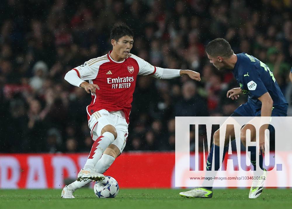 Arsenal v PSV Eindhoven, UEFA Champions League, Group B, Emirates Stadium, London, UK. - 20th September 2023. Takehiro Tomiyasu of Arsenal. - Arsenal v PSV Eindhoven, UEFA Champions League, Group B, Emirates Stadium, London, UK. - 20th September 2023. London Emirates Stadium UK