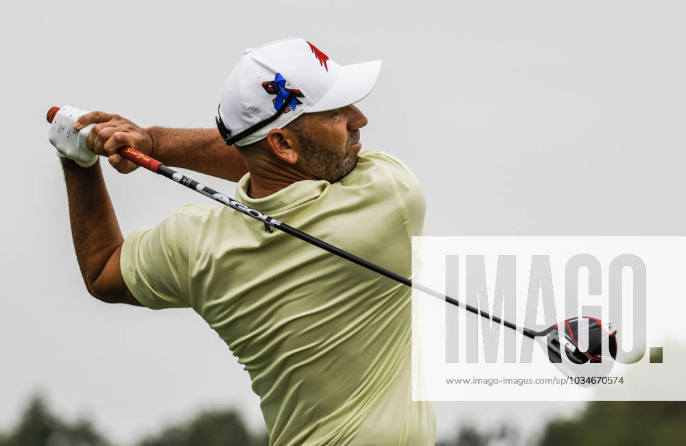 Sergio Garcia of Spain hits his tee shot on the sixteenth hole during the first round of the 2023 LIV Golf League tournament at Rich Harvest Farms in Sugar Grove, Illinois, on Friday September 22, 2023. Tournament play runs from September 22nd through the 24th. SGI20230922835 TANNENxMAURY