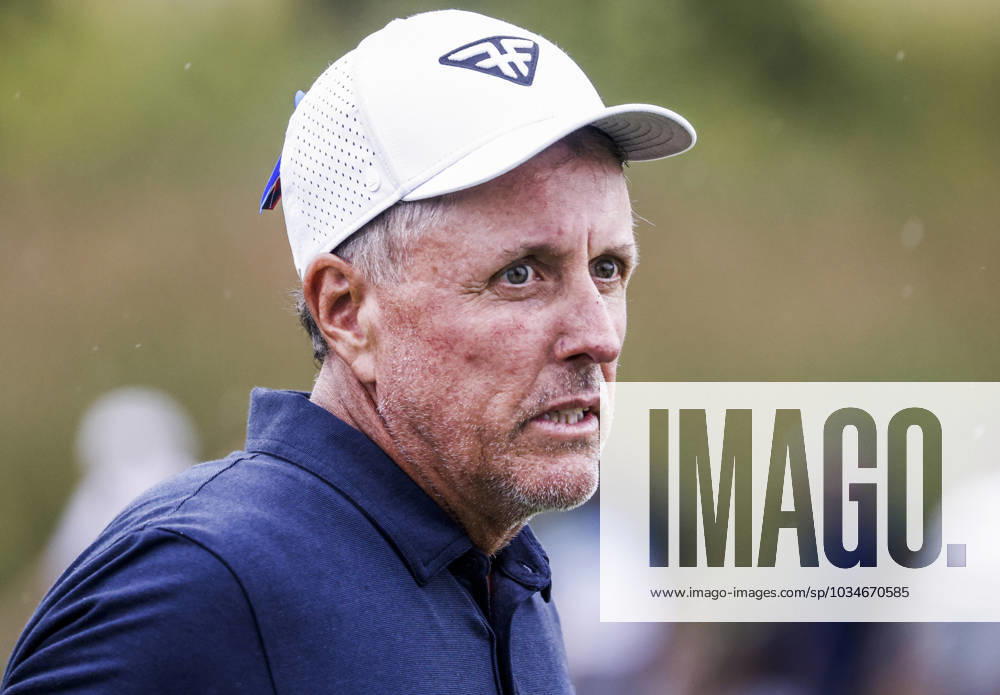 Phil Mickelson of the US walks on the fifteenth green during the first round of the 2023 LIV Golf League tournament at Rich Harvest Farms in Sugar Grove, Illinois, on Friday September 22, 2023. Tournament play runs from September 22nd through the 24th. SGI20230922846 TANNENxMAURY