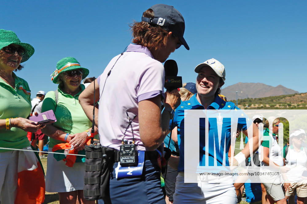 2023 Solheim Cup, Finca Cortesin, Andalucia, Spain 24 9 2023 Leona Maguire Leona Maguire is interviewed after her round 24 9 2023