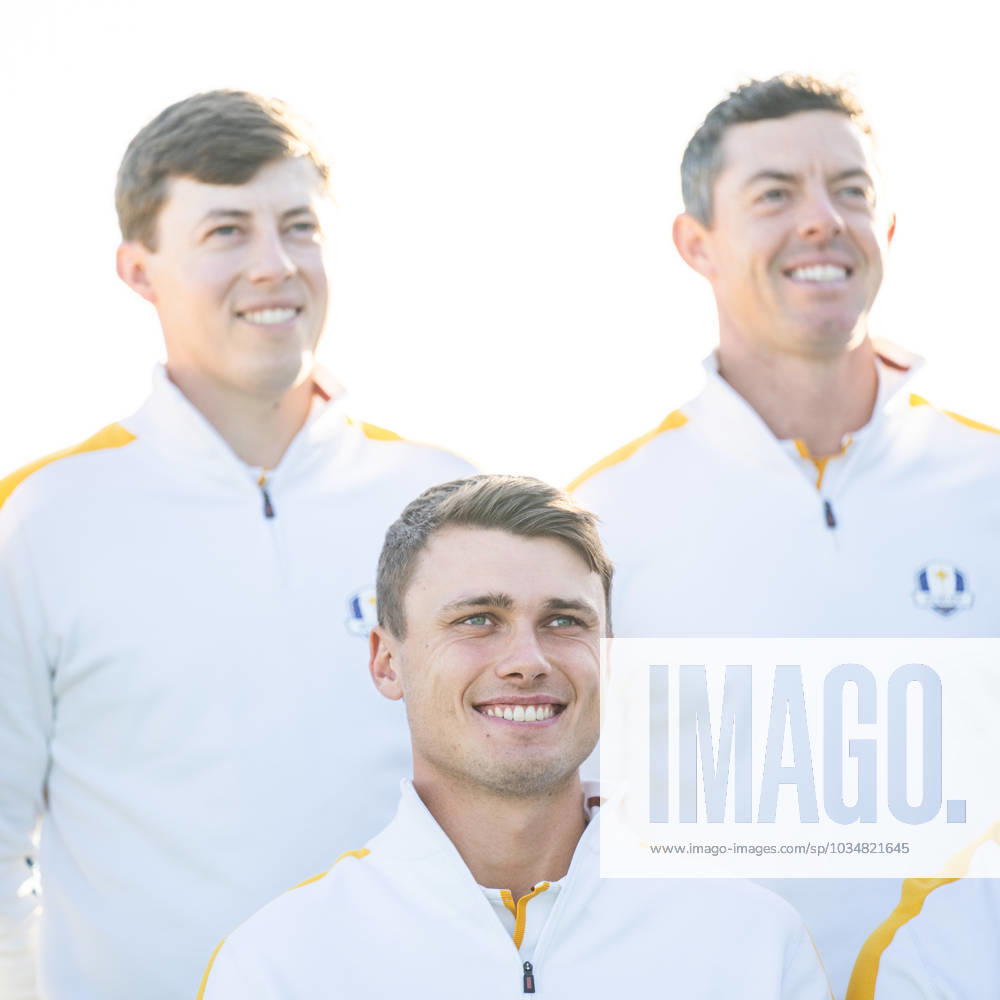 Ludvig Aberg of Team Europe poses for a team photo with team mates ahead of a training session during day 3 of the Ryder Cup on September 26, 2023 in Rome Photo Mathias Bergeld BILDBYRAN kod MB MB0731 golf ryder cup træning practice training day 3 bbeng
