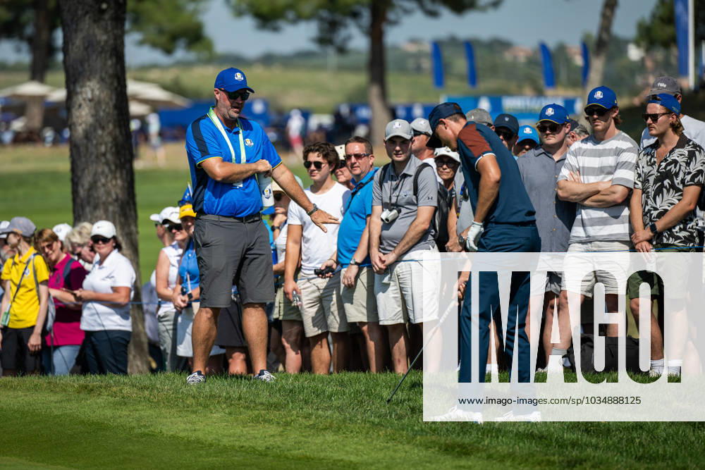 Peter Hanson and Ludvig Aberg of Team Europe at a training session during day 1 of the Ryder Cup on September 28, 2023 in Rome Photo Mathias Bergeld BILDBYRAN code MB MB0734 golf ryder cup träning practice training day 1 bbeng
