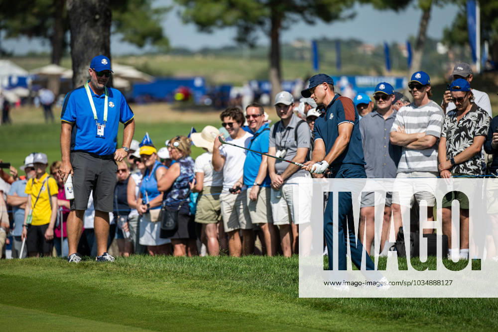 Peter Hanson and Ludvig Aberg of Team Europe at a training session during day 1 of the Ryder Cup on September 28, 2023 in Rome Photo Mathias Bergeld BILDBYRAN code MB MB0734 golf ryder cup träning practice training day 1 bbeng