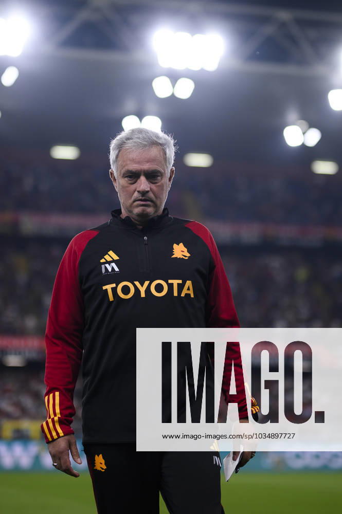 Genoa CFC v AS Roma - Serie A Jose Mourinho, head coach of AS Roma, looks on prior to the Serie A football match between Genoa CFC and AS Roma. Genoa Italy